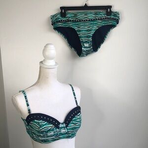 Jessica Simpson blue/green Ikat bikini